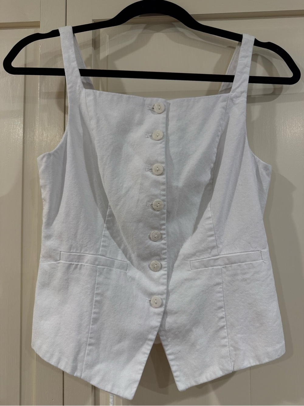 stradivarius White Button-Front Cotton Camisole Vest